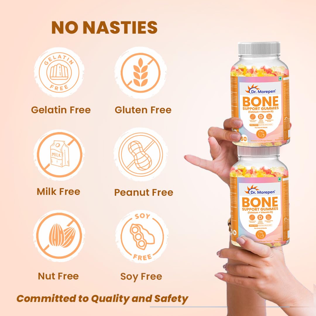 Dr. Morepen Bone Support Gummies with Calcium + Vitamin D For Muscle Functions, Calcium Absorption, Bones & Teeth - 60 Gummies — Amazon image 5