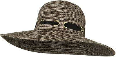 Jeanne Simmons UPF 50+ Wide Flat Brim Black Trim Hat - Black Tweed