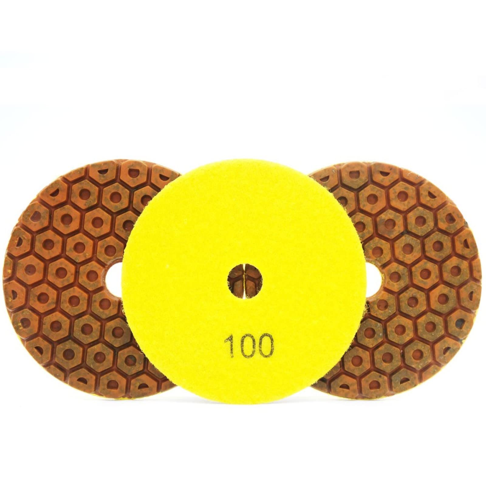 Almohadillas pulidoras de diamante, 3 uds., almohadillas for pulir metal con diamante de 4 pulgadas, disco de lijado de suelo con unión de cobre for hormigón, granito, mármol, piedra(100)