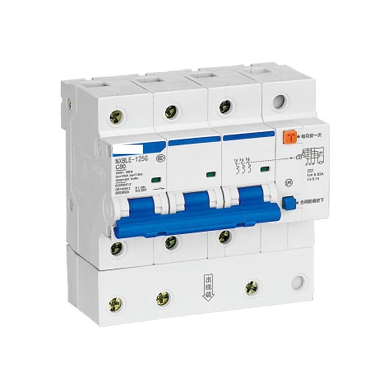 Disjoncteur miniature NXBLE-125G 3P B100 100mA protection différentielle triphasé