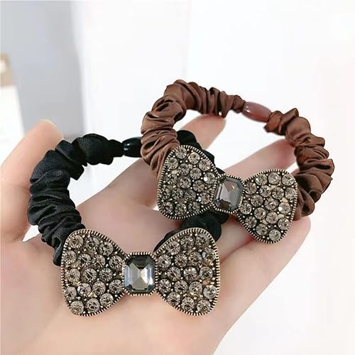 Miniatura 4 de KuuGuu 8 piezas de anillos de pelo con diamantes de imitación de lazo de moda accesorios para el cabello para mujeres y niñas