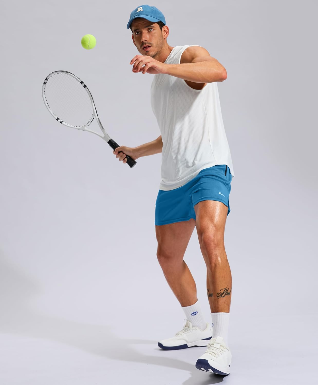 Pudolla Men's Workout Running Shorts with Zipper Pockets 5" Lightweight Quick Dry Athletic Gym Mesh Shorts no Liner - Image 3