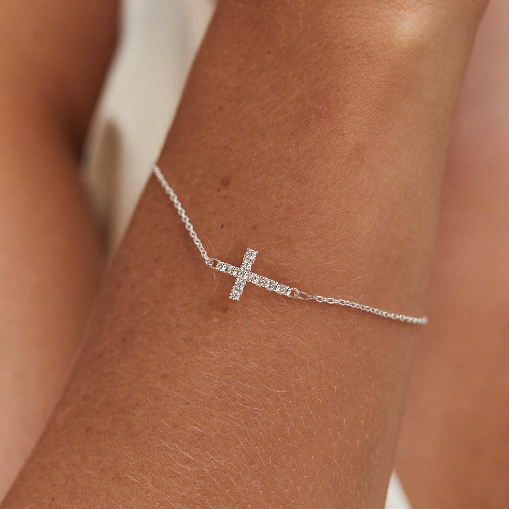 Tewiky Waterproof Gold Bracelets for Women Non Tarnish - Dainty Stack 14K Gold Plated/Sterling Silver Chain Bracelets Set Adjustable Trendy Jewelry for Women - Image 3