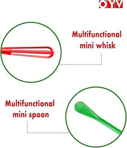 Miniatura 9 de OYV Mini batidor colorido, mini cuchara, batidores pequeños multifuncionales para cocinar, pequeño batidor de 7 piezas, mini Wisk pequeño, para