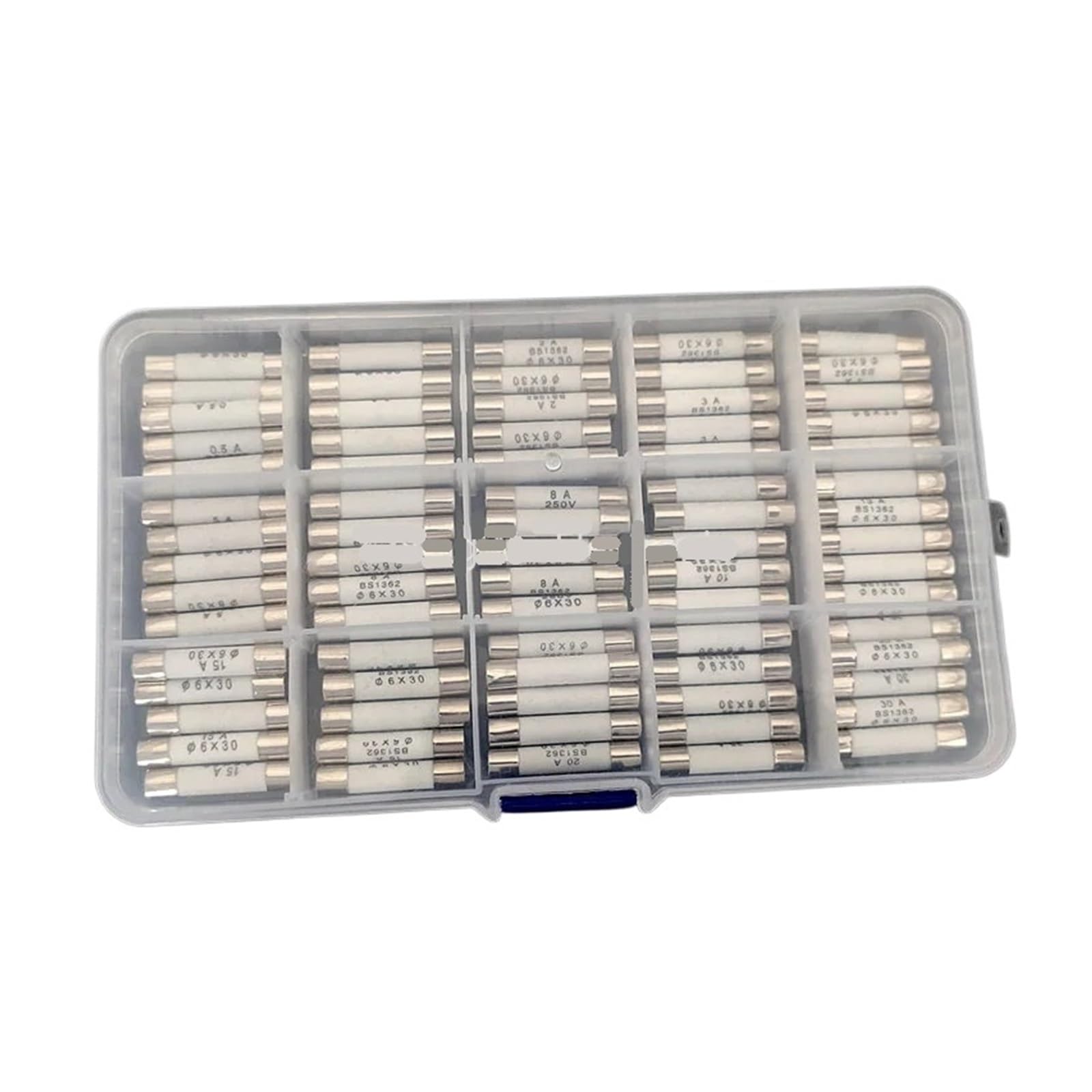 Fusibles électriques céramiques 6x30mm boîtier assortiment tube assurance 250V de 0.5A à 30A