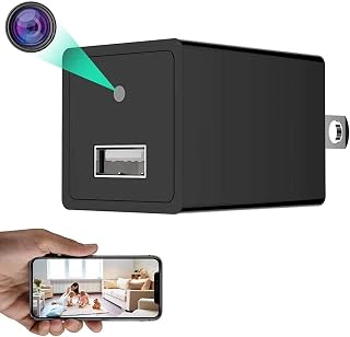 GZYHDC Wifi Spy Charger Wireless Hidden Camera - 1080P HD Nanny Cam- Indoor Home Security Camera with Remote Viewing/Motion Activated, APP Supports/Android/PC*/32GB