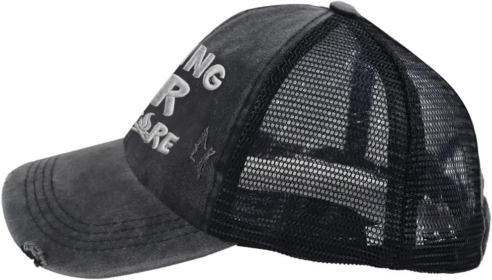 Camping Hair Don't Care Hat, Vintage Washed Distressed Mesh Baseball Cap - Image 5