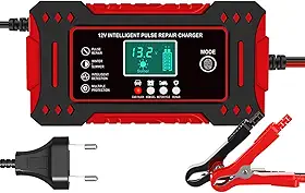 Carregador de Bateria Inteligente 12V 6A, Display Digital, Bivolt, para Carro, Moto e Caminhão, com Proteção Contra Superaquecimento