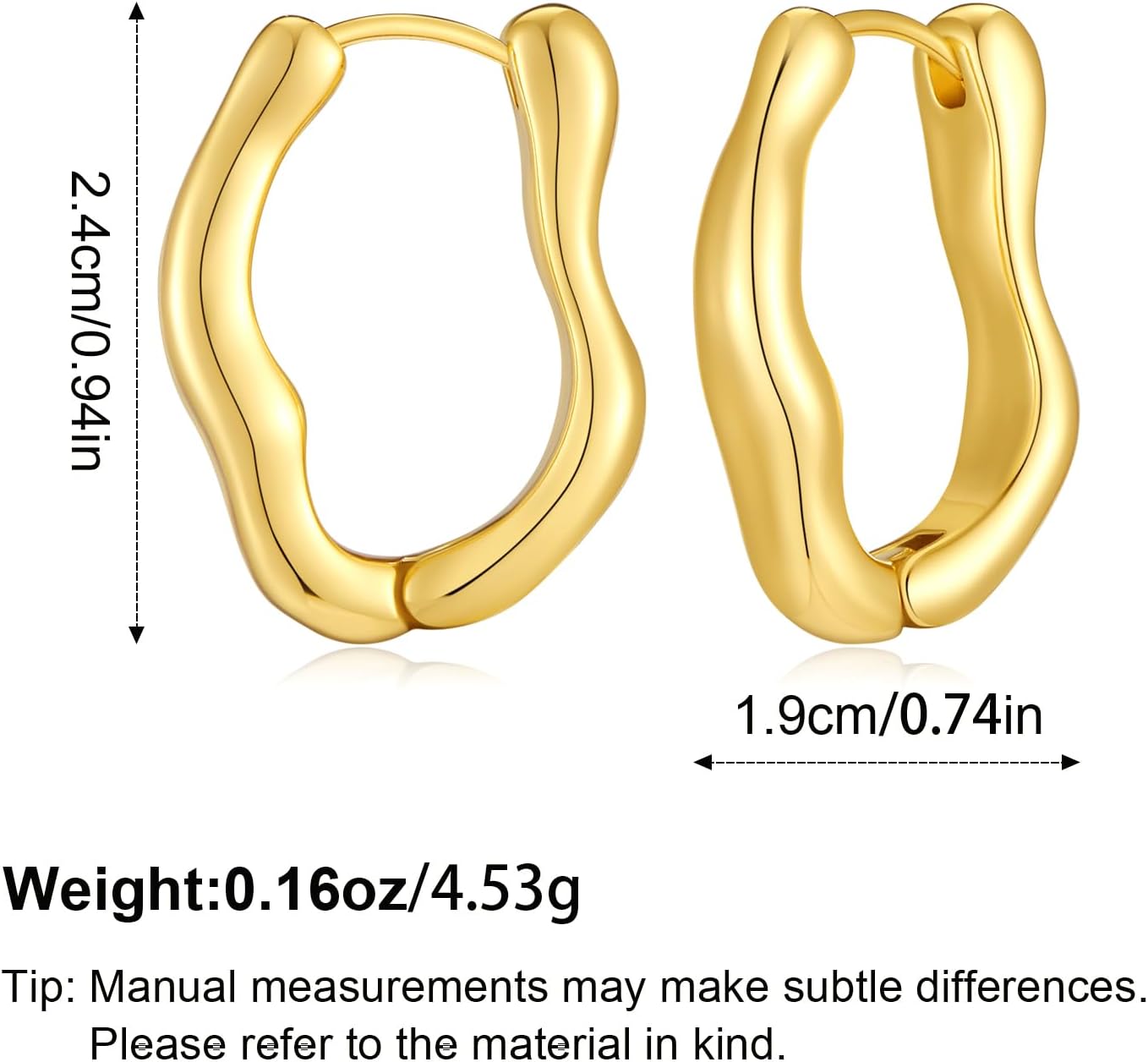 Gold Hoop Earrings for Women 18K Gold Plated Twisted Huggie Hoop Earring Thick Open Lightweight Twisted Wave Gold Earrings - Image 5