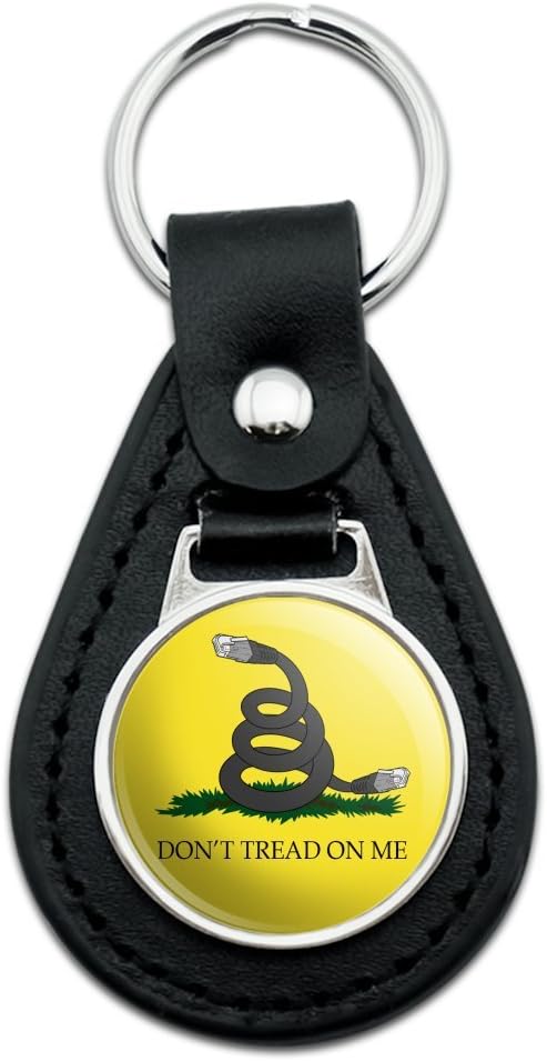 GRAPHICS & MORENet Neutrality Don't Tread on Me Black Leather Keychain