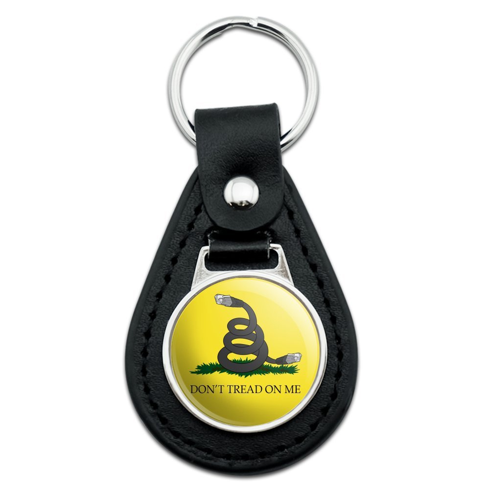 GRAPHICS & MORENet Neutrality Don't Tread on Me Black Leather Keychain