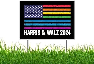 Harris Walz 2024 Kamala Harris Tim Walz Waltz For President Rainbow Yard Sign Outdoor Lawn Garden Sign with Metal Stake