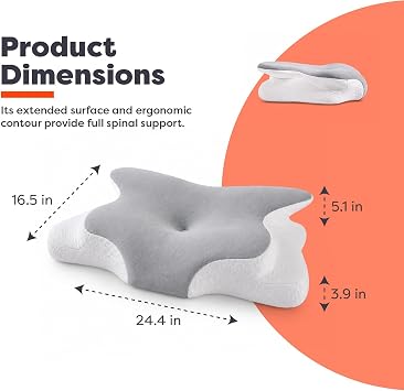 Visco Planet Ortopedik Visco Boyun Yastığı Memory Foam Boyun Destekli Ergonomik Uyku Yastığı 62x42x13/10 cm