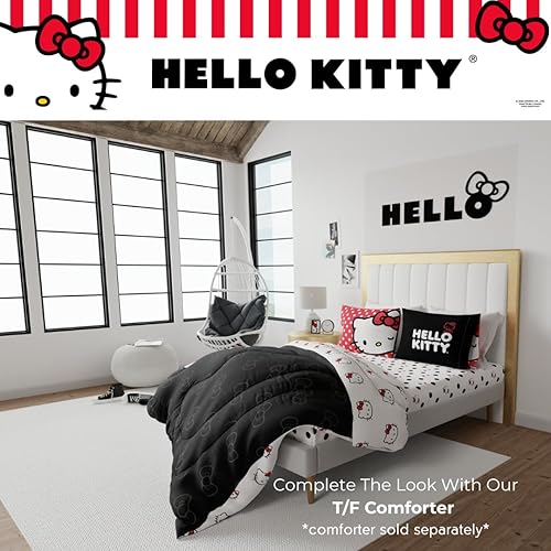 Miniatura 7 de Franco Collectibles Hello Kitty - Juego de sábanas de microfibra supersuave, tamaño matrimonial, de 4 piezas (producto oficial)