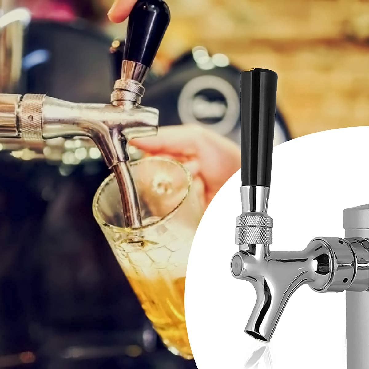Dispensador de Cerveza Dispensador de Bebidas con Grifo Torre de Cerveza 3 Pulgadas 2 grifos, Barra casera Dispensador de Torre de Cerveza de Barril Torre de Cerveza de Barril