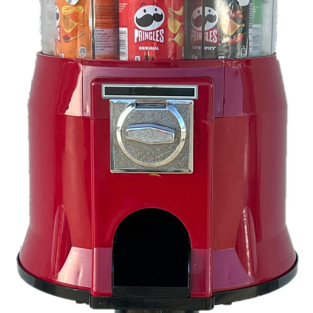 Chips Verkaufsautomat passend und kompatibel für die Pringles* Chips Dosen oder als Warenautomat, robuster einfacher Snackautomat ohne Strom (Rot)