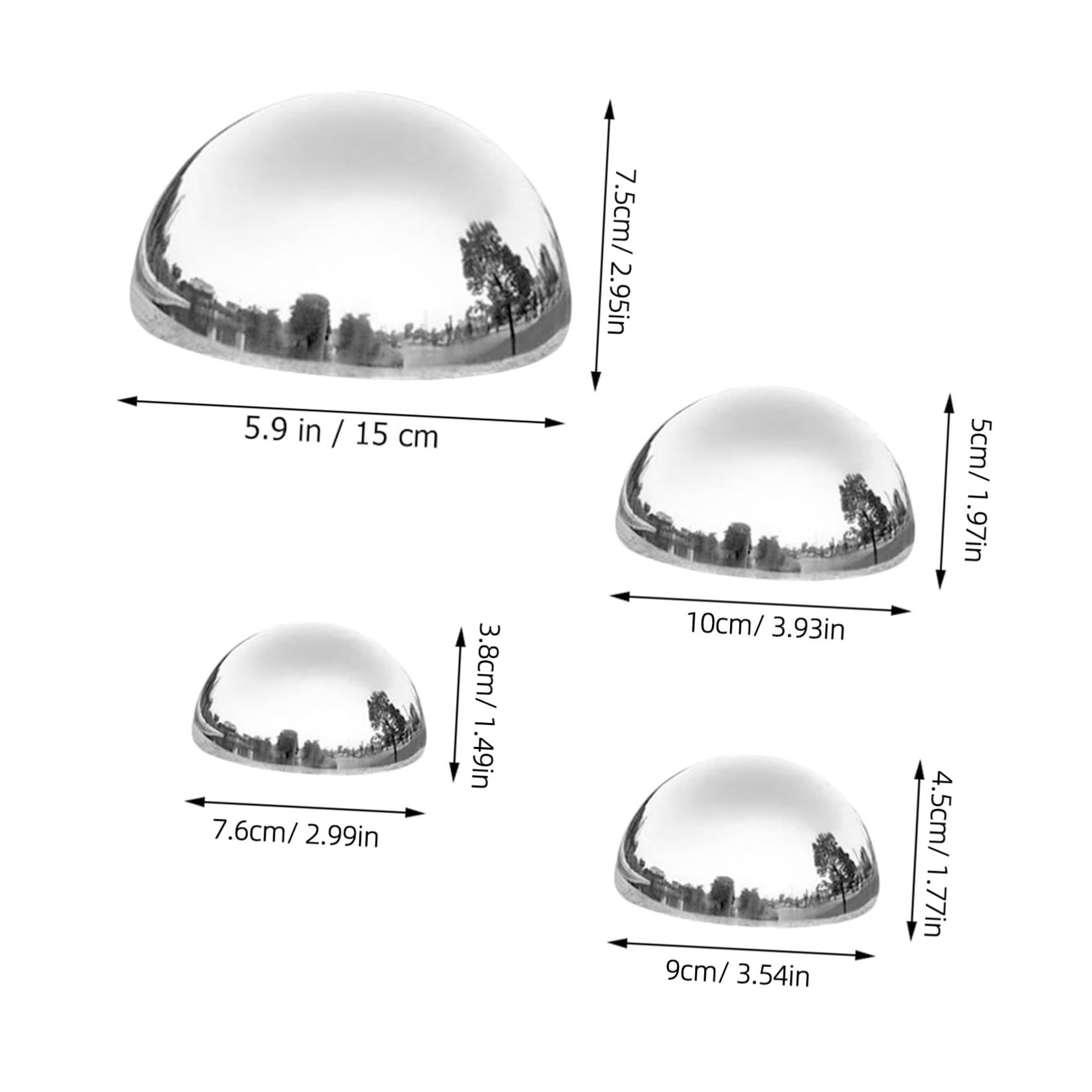 CALLARON Sfere Riflettenti da Giardino 4pezzi in Acciaio Inossidabile Semi Sfera Finitura Specchiata, Resistenti e Infrangibili per Decorazioni Patio e Spazi Esterni