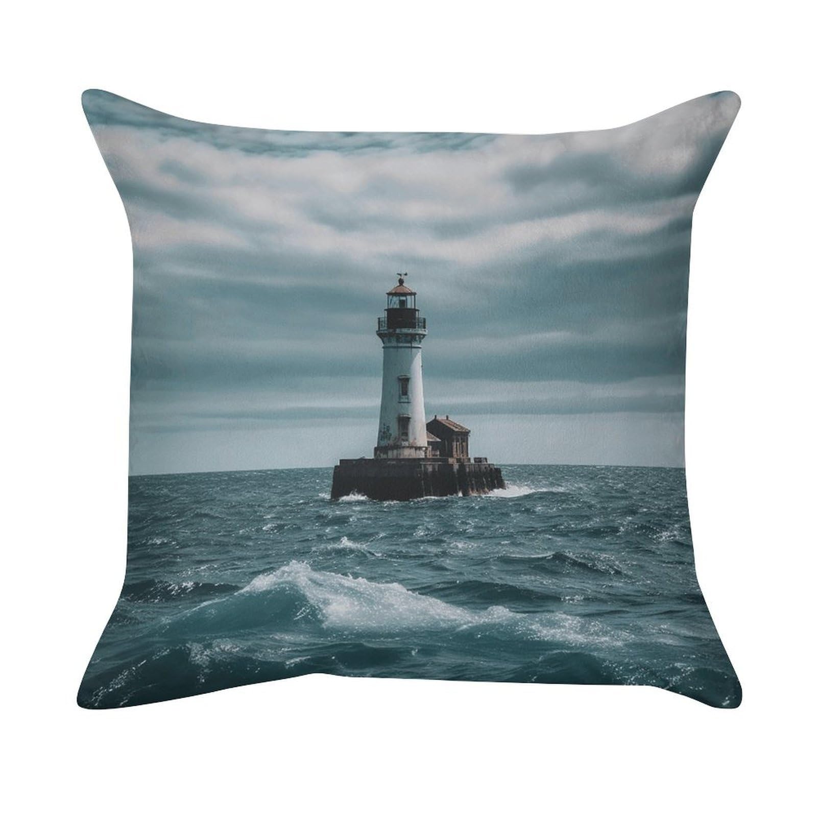 VstaDank Lighthouse Ocean Pillow Covers Super Soft Pillow Cases Square Throw Pillowcase Decorative Luxury Cushion Cases Velvet Lumbar Pillow Shells with Zipper for All Seasons