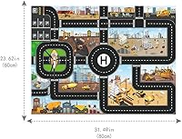 Vista 2 de Jenilily Juguetes de señales de tráfico y alfombra de juego de construcción para el juego de vehículos, accesorios de coche juguetes