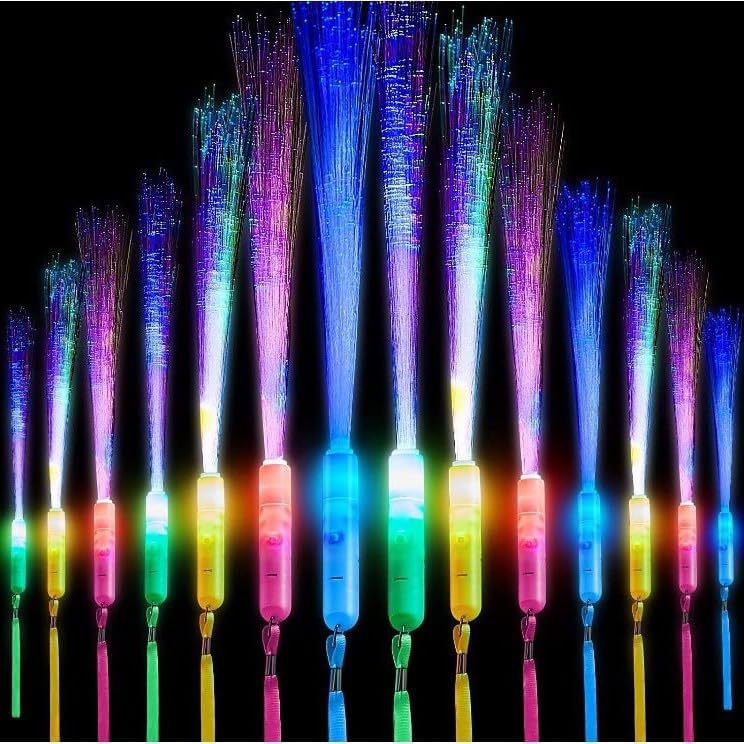 Varitas de fibra óptica de colores LED para boda, fiesta oscura, cumpleaños, conciertos, iluminados a granel, paquete de 90