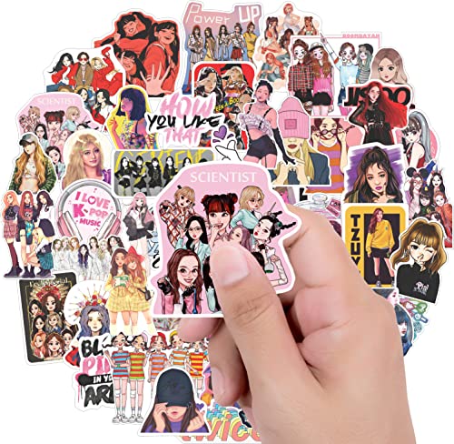 Image of FlyBuyHub Black Pink Aesthetic Vinyl Journal Stickers for Phone Case, Laptop, Notebook, Dairy, Water Bottle,Etc Self-Adhesive Stickers Set of 50 Glossy and Waterproof Stickers (Black Pink)
