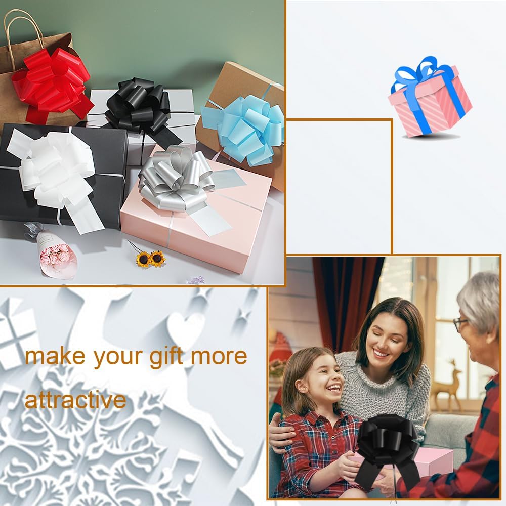 16 Pcs Pull Bows for Gift Wrapping,6 Inch Gift Bows for Presents,Birthday,Anniversary,Party,Christmas,Wreath,Holiday Celebration Gift Decoration (16Pcs Black) - Image 3