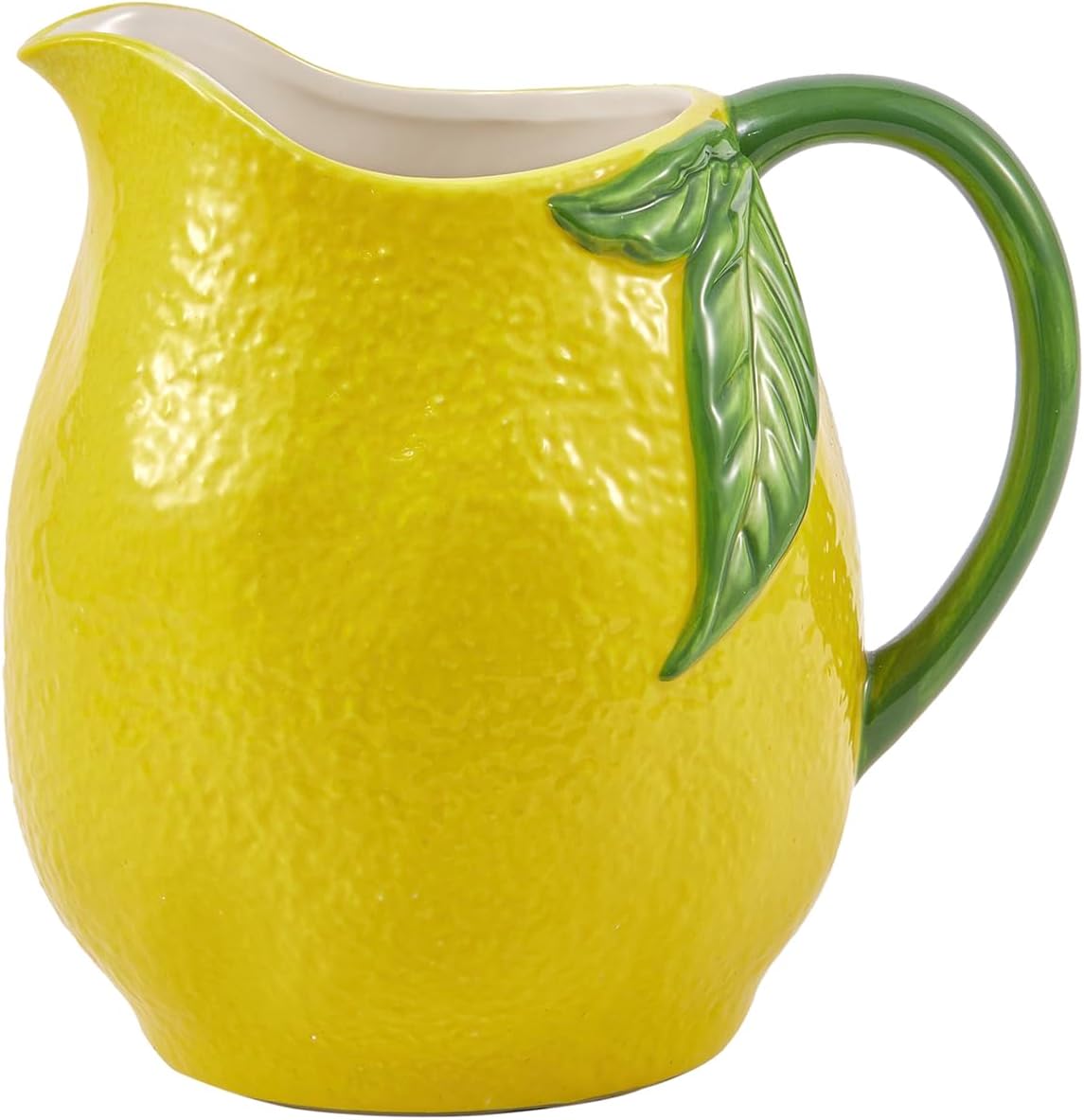 Bico Lemon Shape Cute Handpainted Stoneware Pitcher, Microwave & Dishwasher Safe, Jug for Water, Drinks, Mocktails