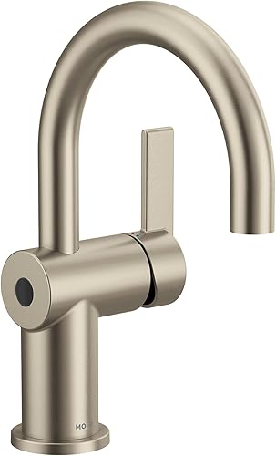 Moen Cia 6221EWBN - Grifo de lavabo de baño de níquel cepillado Motionsense Wave sin contacto de una sola manija, 6221EWBN