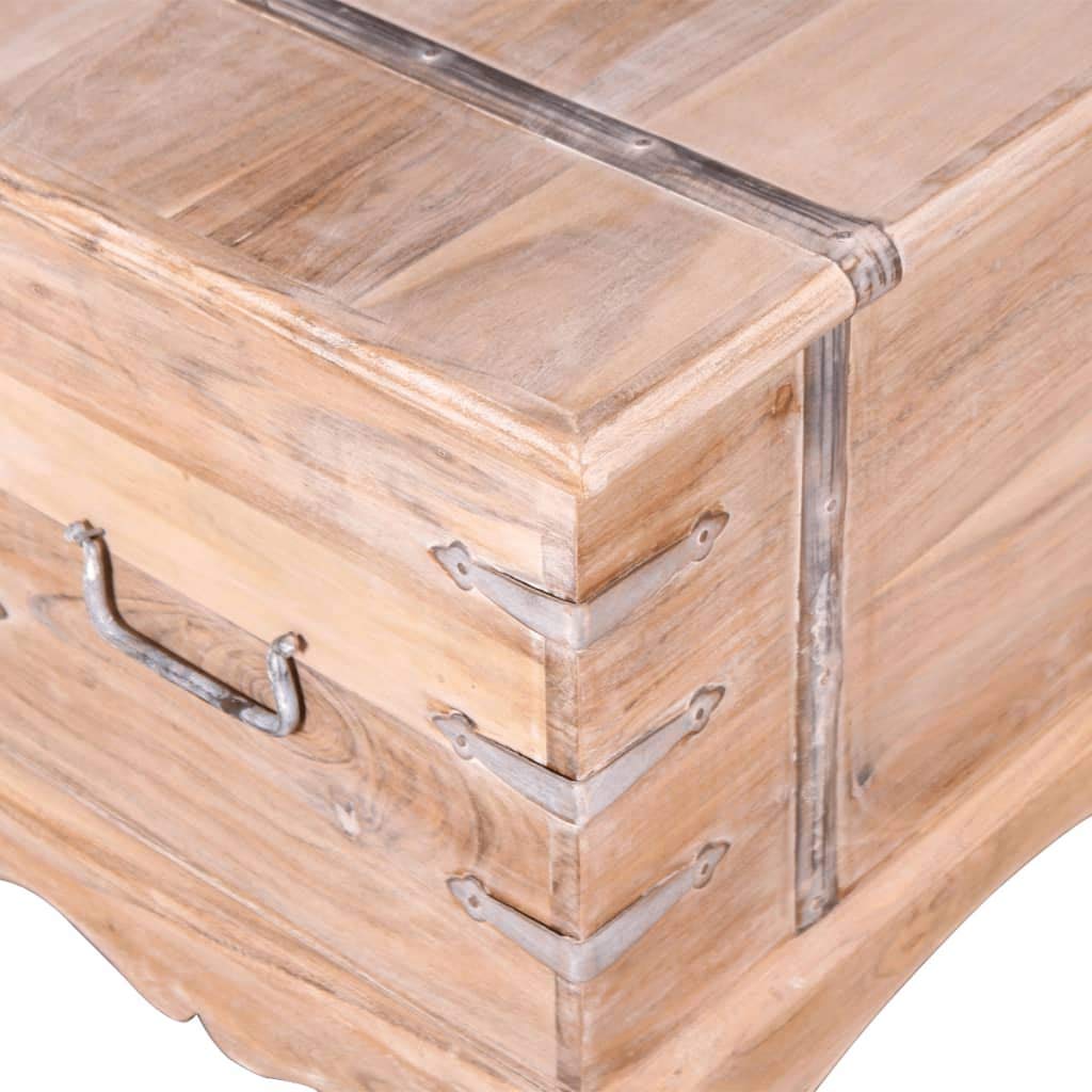 Baúl de madera maciza de acacia con tapa, color blanco cepillado, para guardar ropa, libros y accesorios, con pestillos y asas, también se puede utilizar como mesa de café