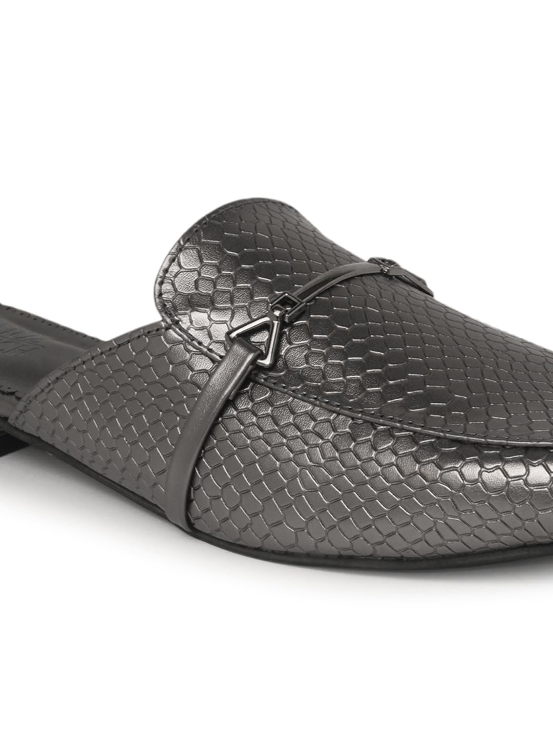 Shuz Touch G.Metal Metallic Textured Mule Block Heels 3