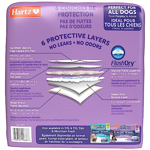 Image of Hartz Home Protection Super Absorbent Odor Eliminating Lavender Scented No Leak Dog Pads, 50 Count (Pack of 3)