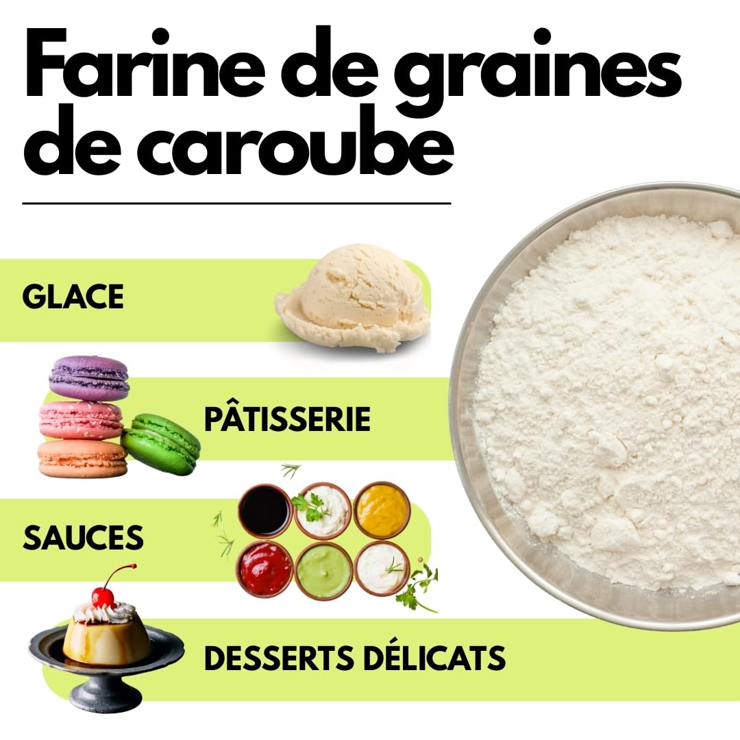 Saporepuro Farine de Graines de Caroube 1000 g – SANS GLUTEN – Épaississant et gélifiant naturel 100% pur – Idéale pour Glaces, Sorbets, Desserts et Sauces