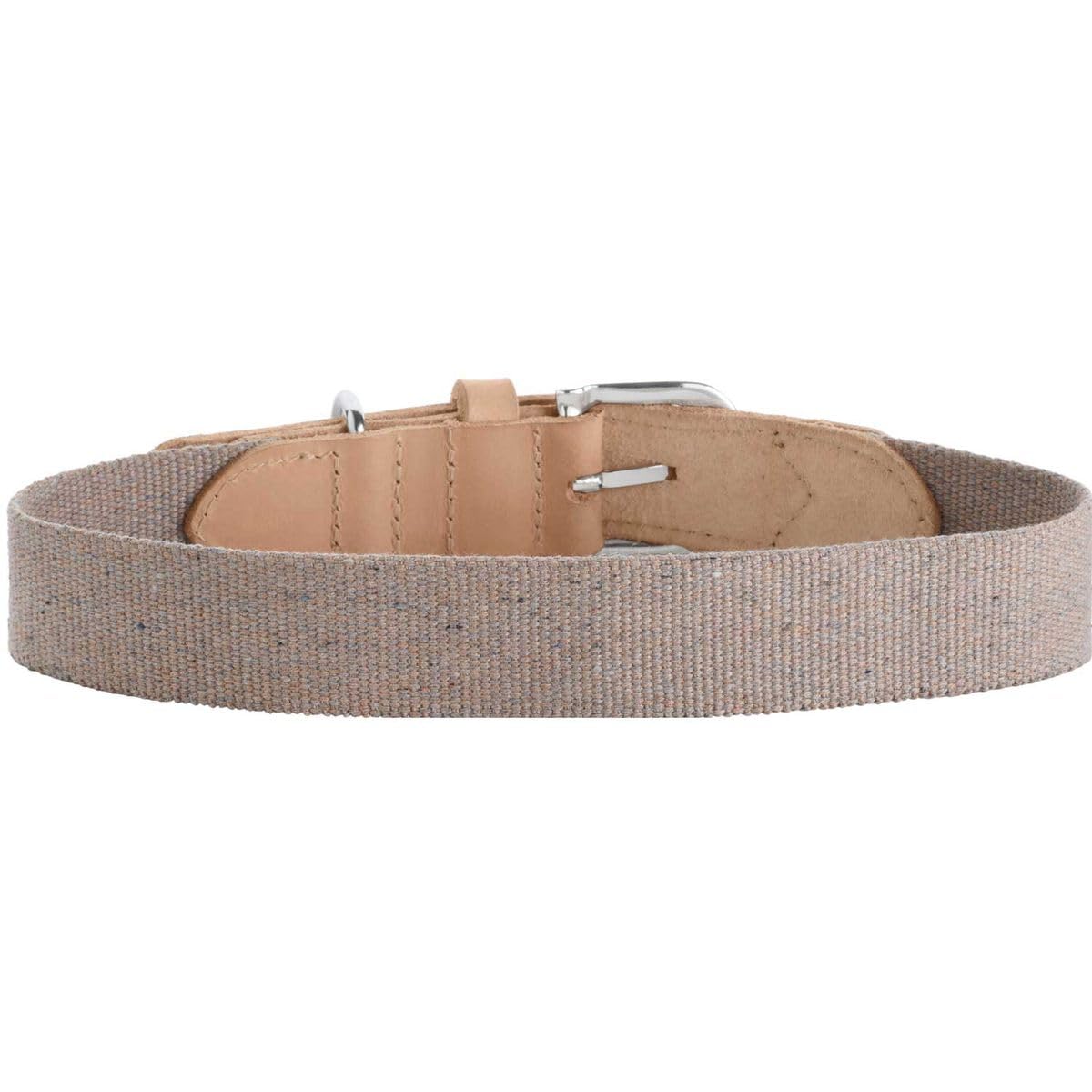 HUNTER Hundehalsband TRINO, Farbe: grau/Natur, Robustes Rindsleder, stilvoller Baumwollgurt, leicht & komfortabel, Scandi-Boho Design, Made in Germany, Größe: 50