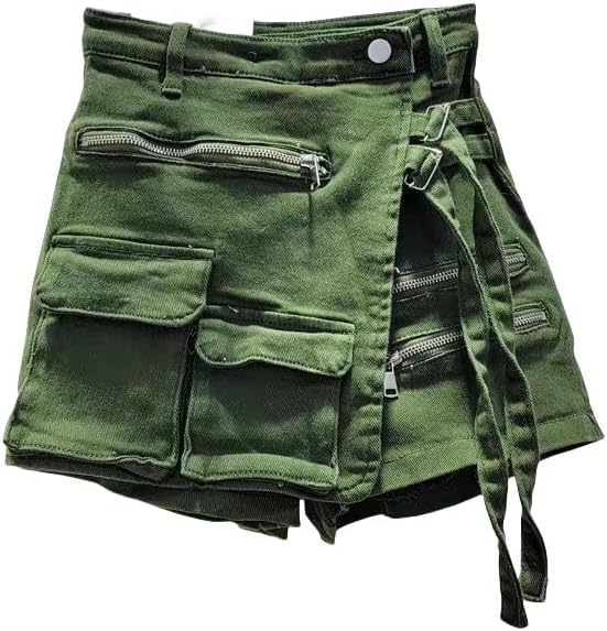 Irregular Denim Shorts Women's Spring Summer A-Line High-Waist Loose Slimming Wide Leg Hot Shorts Workwear Skirt Pants