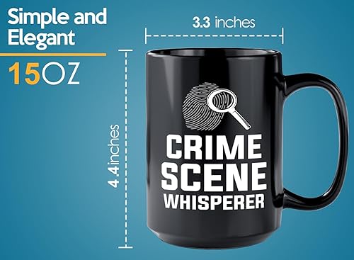 Miniatura 6 de Taza de café detective de 15 onzas, color negro, susurrador de escena del crimen, oficial de policía, policía, patrulla, detective, policía,