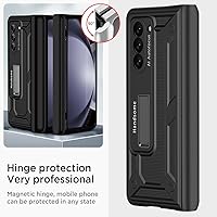 Vista 4 de Miimall Funda para Samsung Galaxy Z Fold 5 con protección de bisagra, protector de pantalla incorporado Kickstand Funda protectora de PC de cuerpo