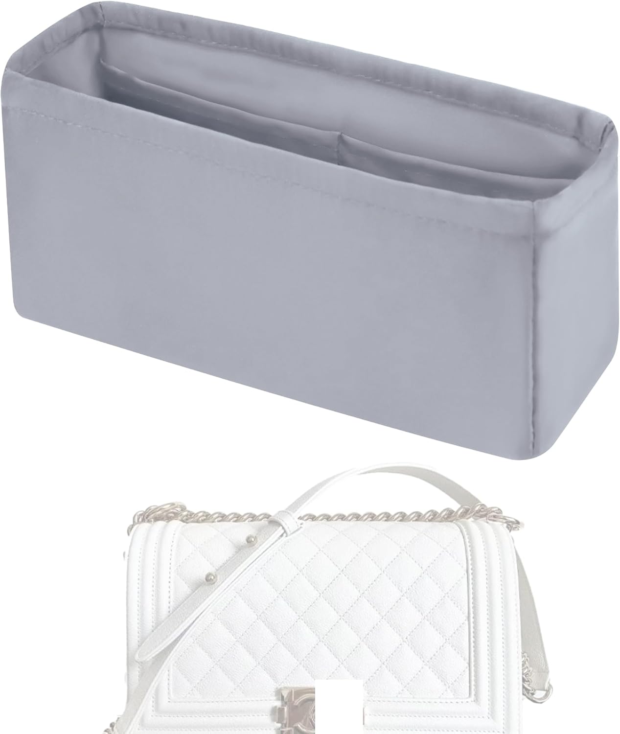 Purse Handbag Silky Organizer Insert Keep Bag Shape Fits LV Chanel Leboy Small/Medium/New Medium/Large Bags, Luxury Handbag Tote Lightweight Sturdy(Medium 25,Bleu pale)