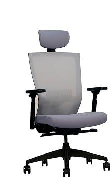 Inscape Ergoair 200 Ergonomic Task Chair - Adjustable Headrest Lumbar Support Height Depth Breathable Mesh Seat - Easy Assembly Desk Office Chair