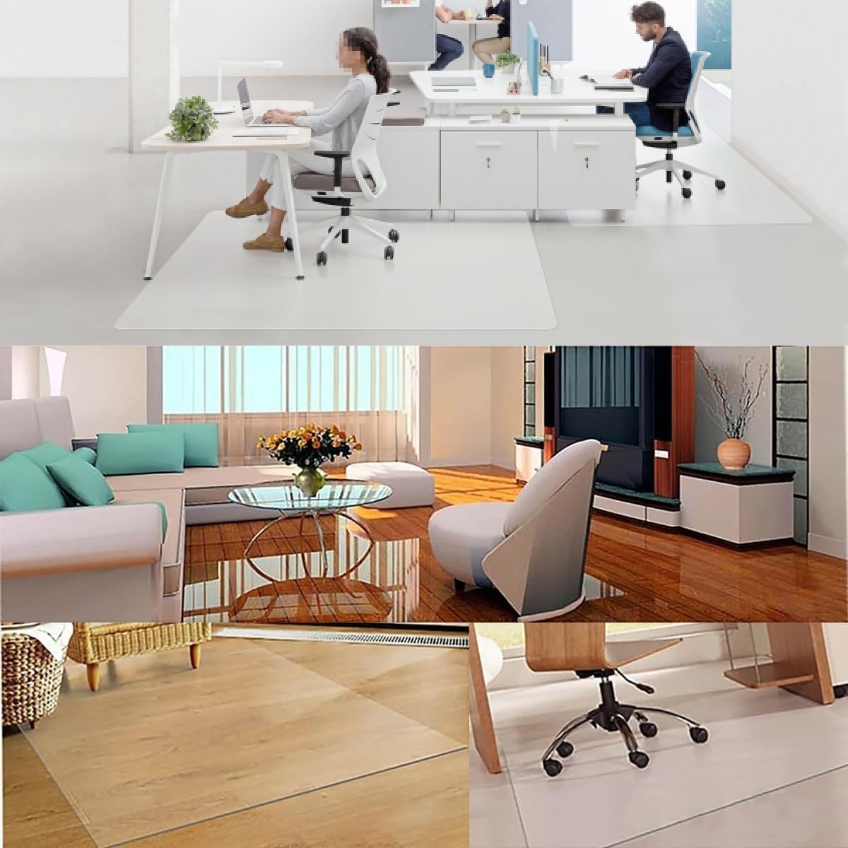 堅木張りの床用透明オフィスチェアマット 複数のプラスチックフロアプロテクター オフィスや自宅用 厚さ1.5mm