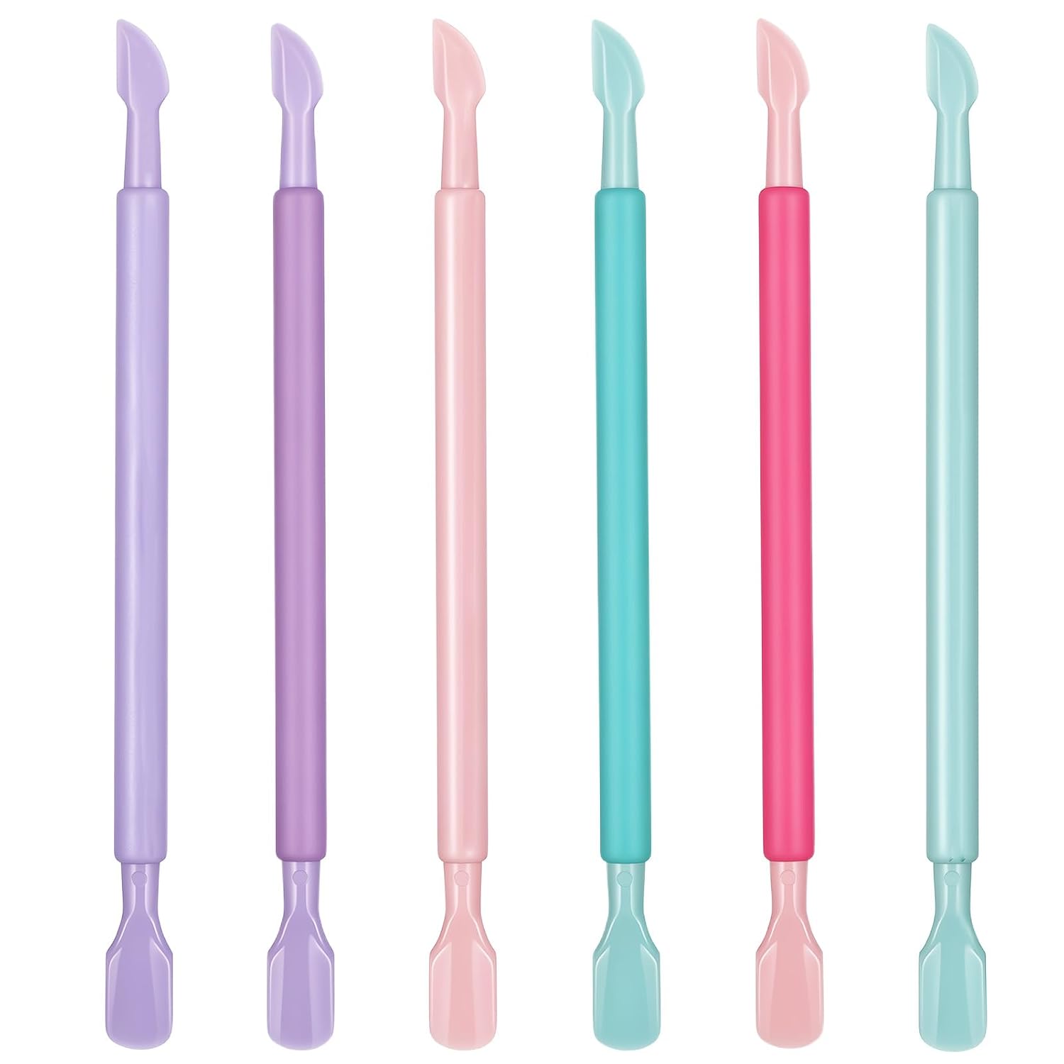 6 PCS Plastic Cuticle Pusher, Dual-end Dead Mini Cuticle Pusher
