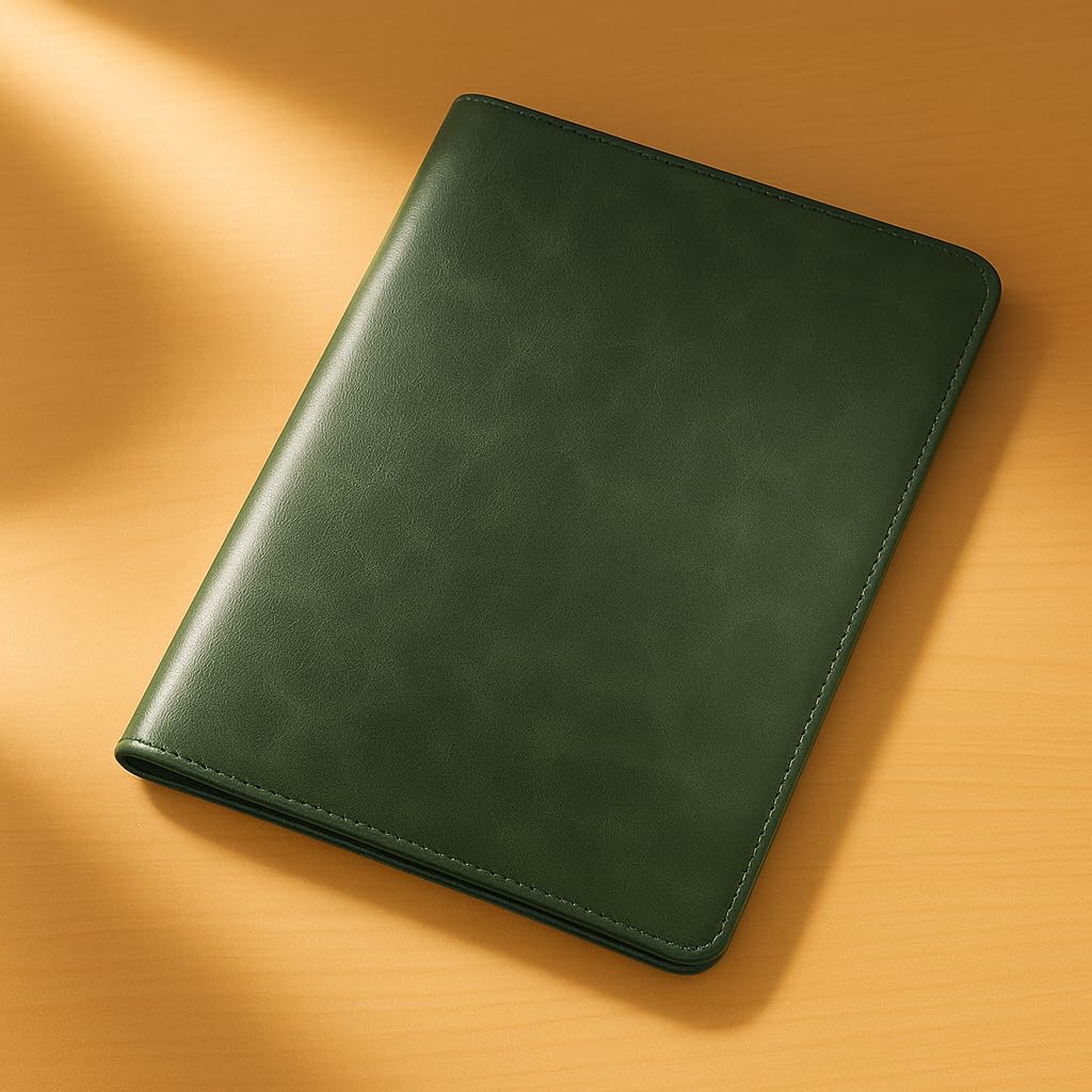 Premium Kunstleder Speisekartenhalter & Präsentationsmappe – A4 – 4 Seiten, 8 Ansichten, transparente Hüllen, abgerundete Ecken, ohne Logo (Smaragdgrün)