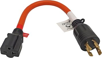 FC-L15362T Male NEMA L15-30P Generator Lock Plug to Female NEMA 6-20R 3 Prong Receptacle Adapter Output 20Amp 250Volt