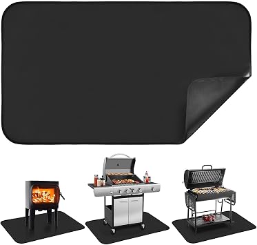 Hearth Rugs for Fireplaces, Fireproof Fireplace Mat, Gas Grill Splatter Mat for Outdoor, Flame-Resistant Pad Fiberglass Rug Indoor Outdoor, Deck Patio Protective RugSizeL 48x28 Inch