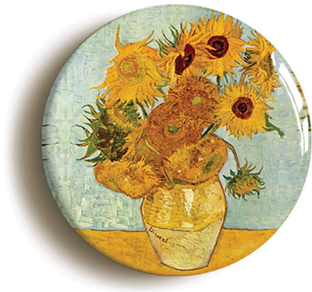 OzorathSUNFLOWERS BY VINCENT VAN GOGH BUTTON BADGE (1inch / 25mm diameter)