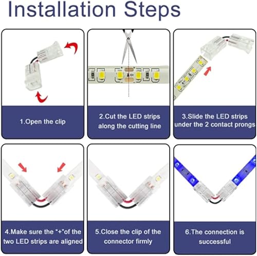 Miniatura 5 de Conector de esquina de barra LED 2pin10mm ángulo recto en forma de L sin soldadura Conector ajustable para 5050 3528 RGB RGBW RGB+CCT luces de barra