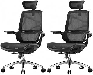 SIHOO M59AS Ergonomic Office Chair, Adaptive Lumbar Support, 2 Packs, Black | 3D Flip-Up Armrests, Dual Back Design, Breathable Mesh, Reinforced Aluminum Base, 330 lb, Comfort That Moves With You