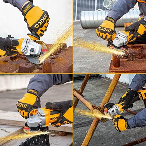 INGCO Cordless Angle Grinder 20V 4.5-Inch Brushless Cut-Off Tool 115mm, M14 with 2 Pcs 4.0Ah Battery and 1 Pcs Charger CAGLI2011582-8