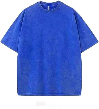 Mens Oversized T-Shirts Acid Wash Short Sleeve T-Shirts Vintage Mens T-Shirts Solid Basic Tee Tops