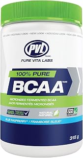 PVL 100% Pure BCAA – Premium Essential BCAAs – Build Muscle Protein, Endurance, Recovery – Fermented Vegan Amino – Keto-Friendly Workout Pre-Powder – 315 g – Blue Raspberry