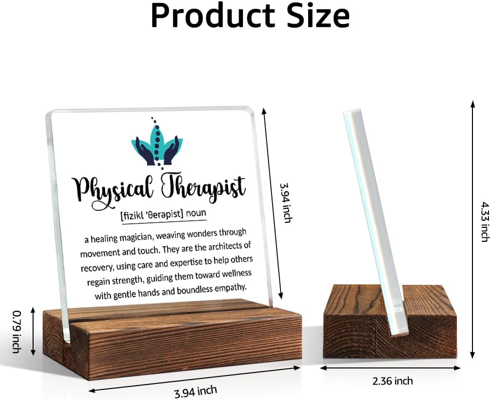 TOUNER Physical Therapist Acrylic Office Decor Sign, Acrylic Desk Plaque Sign with Wood Stand, Appreciation Gifts for Physical Therapist, DPT Graduation Gifts, Physical Therapist Birthday Gifts - Image 2